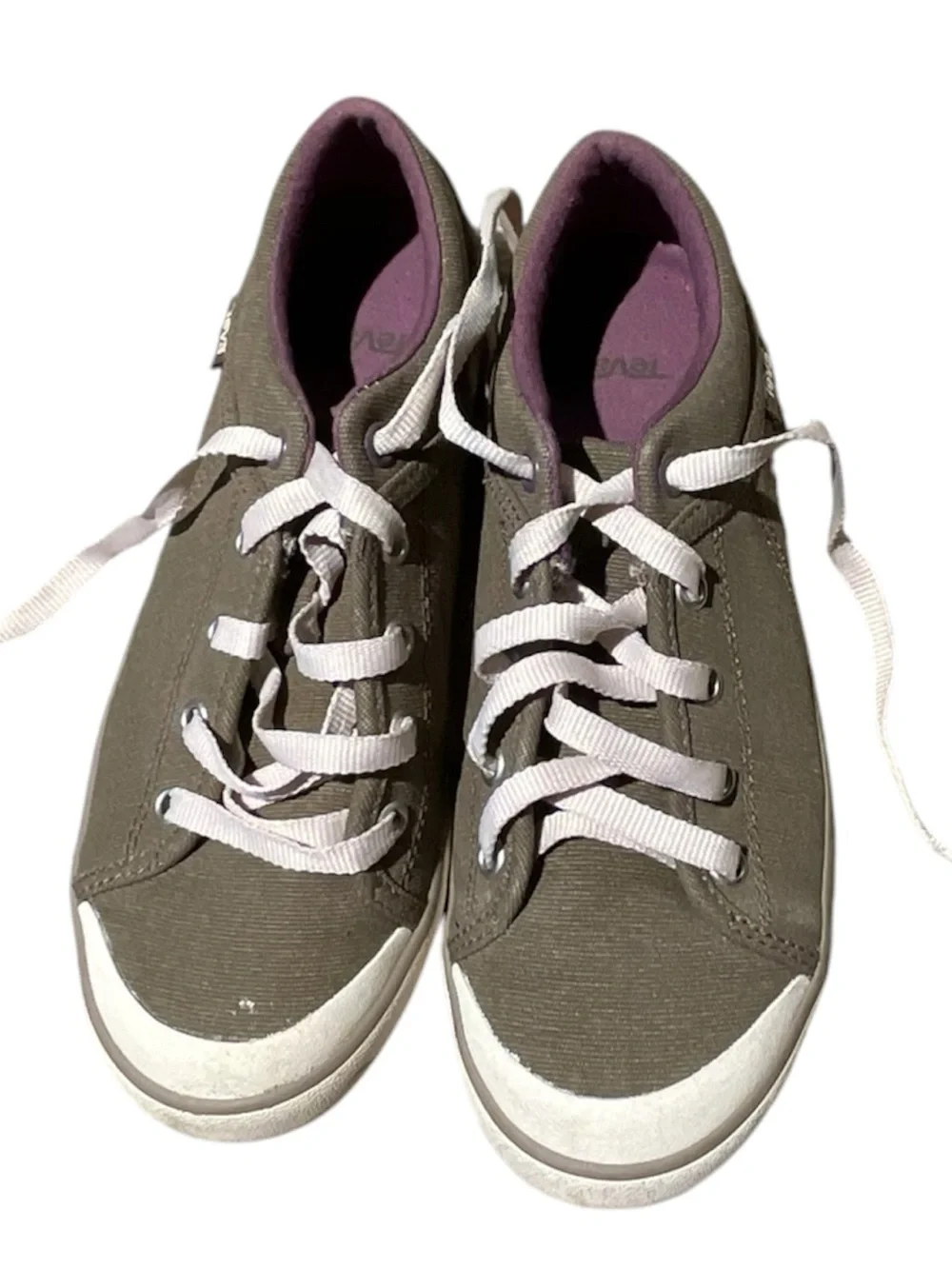 Teva Women's Olive Green Canvas Lace Up Low Top Sneakers Shoes‎ Size 6.5